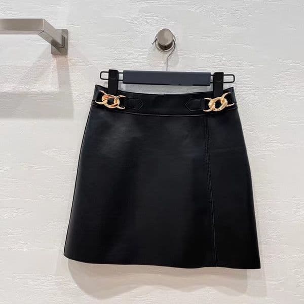 2024 Summer Black Real Faux Leather Appliques Short Women's Skirts Milan Runway Plus Size Skirts Girls Vestidos De Festa 30618