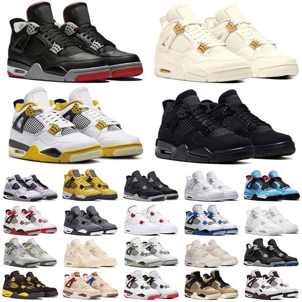 Designer 4s 4 basketball shoes Black Cat Metallic Gold Military White Bred ReimaginedSail Red Cement Thunder Oreo Cool Grey University Blue Pine Green Seafoam
