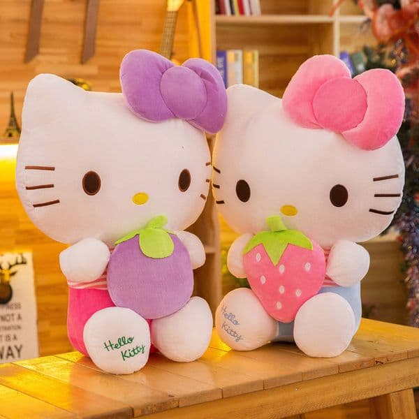 Cartoon Plush Toy Shanzhu Strawberry Kawaii Fruit Cat Plushies Soft Stuffed Doll Pillow Cushion Kids Xmas Gift