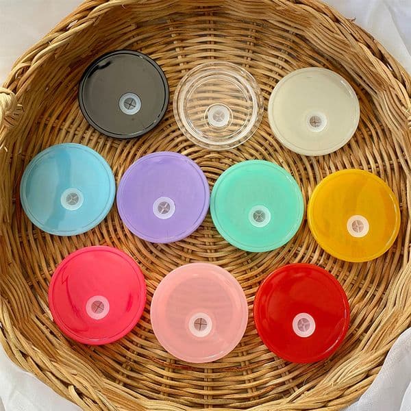 Wholesale Ready To Ship BPA Free Reusable Replacement Colorful Jelly PP Plastic Acrylic Lids For 16Oz 20Oz Glass Beer Ca 0517