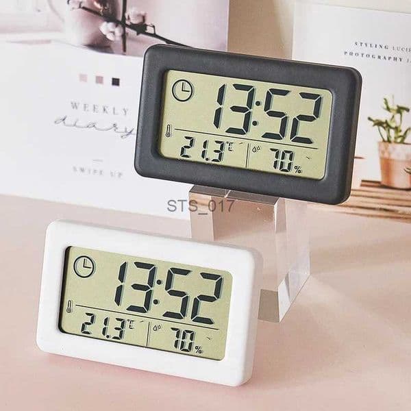 Other Clocks Accessories Mini Digital Clock Temperature Humidity Portable Table Clock Thermometer Hygrometer 12/24H Battery Operated LED ClockL2403