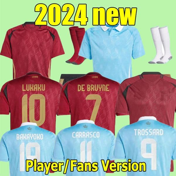 24/25 Belgium Soccer Jerseys DE BRUYNE LUKAKU DOKU 2024 Euro Cup National Team Football Shirt 2024 2025 Men Kids Kit Set Home Away Train CARRASCO TIELEMANS BAKAYOKO