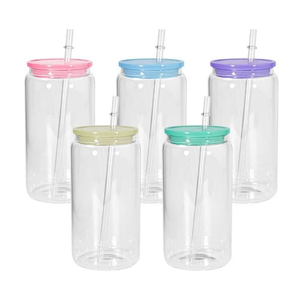 2026 Blank Sublimation 16Oz Glass Can PP Lids Tumbler Shape perfume Bottle With Lid And Straw cologne Summer Drinkware Mason Jar Juice Cup Z11 Free Shipping