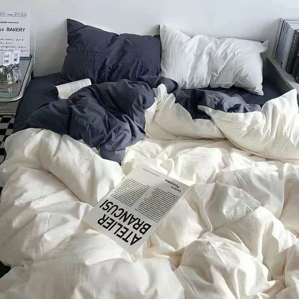 Solid White Fashion Style Bedding Set Twin Full Queen King Size Duvet Cover Adults Kids Simple Korean Bed Flat Sheet Pillowcases 240306