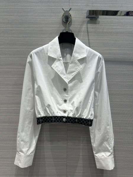2024 Designer Fashion Women Elegant Turn Down Collar Single Breasted Shirts Long Sleeve White Short Blouse Lady Casual Tops