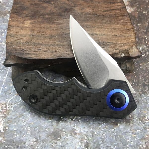 Tactical Mini Carbon Fiber Flipper Knife CPM CV Blade EDC Outdoor Camping Defense Knive