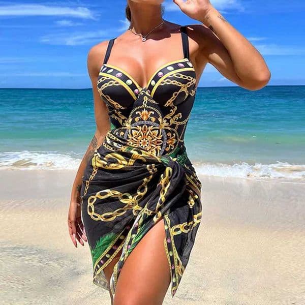 Women's Swimwear Summer Sexy Print one-piece swimsuit enclosed womens swimsuit push up swimsuit womens swimsuit beach swimming pool bath pool J240319