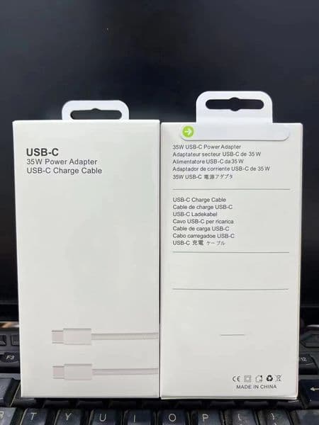 35W Dual USB-C Port Compact Power Adapter foldable plug with Charging Cord C to C Type C Fast Wall Charger For iPhone 15 14 13 12 11 X 7 Pro Max Samsung Huawei with Box 2in1