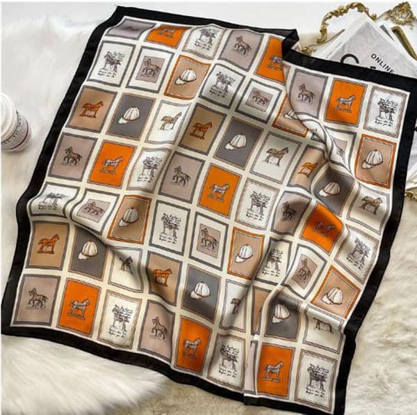 Newest 70x70cm Presbya Designer Letters Print ral Silk Scarf Headband for Women Fashion Long Handle Bag Scarves P Shoulder Tote Lage Ribbon