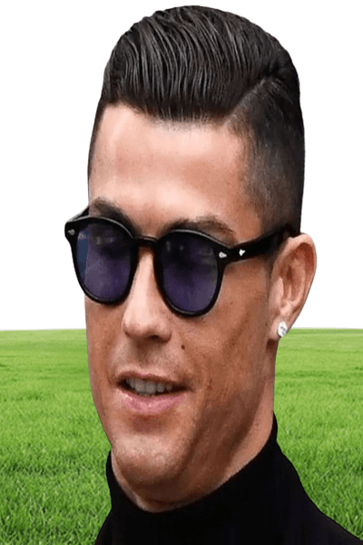 Sunglasses Fashion Ronaldo Men Women Vintage Round Tint Ocean Transparent Blue Lens Brand Design Sun Glasses