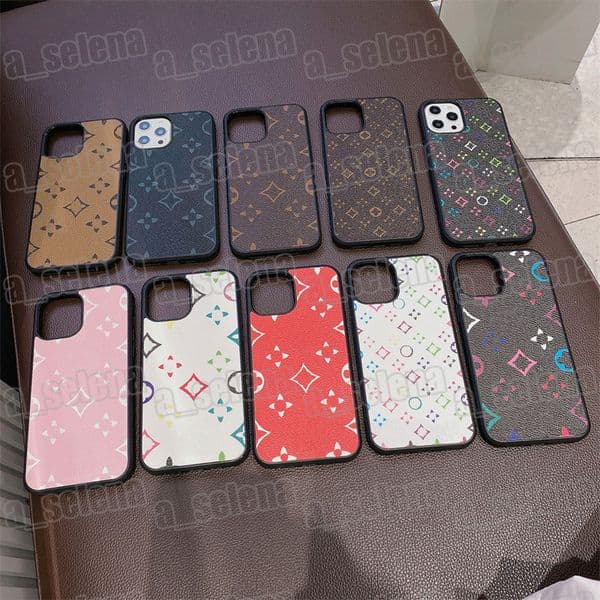 Designer Fashion Leather Phone Cases For iPhone 15 Pro Max 14 13 12 11 L Letter Brown Yellow Black Floral Back Cover Luxury Mobile Shell Full coverage Protection Case