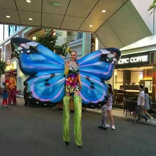 Parade Decoration 2mW (6.5ft) With blower Inflatable Butterfly Wing Costume With LED Lights For Adults Party Events Stage Performance