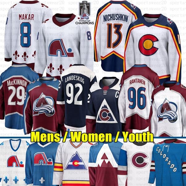8 Cale Makar Reverse Retro colorado hockey jersey avalanches jersey 29 Nathan MacKinnon Mikko Rantanen Gabriel Landeskog Miles Wood Sakic Devon Toews jerseys youth