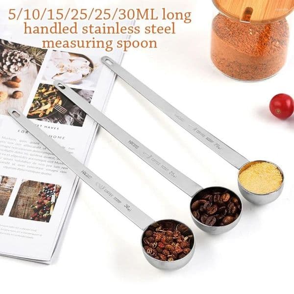 Coffee Scoops 5/10/15/20/25/30ML Measuring Spoon Long Handle Stainless Steel Thicken Blending Powdered Milk Tablespoon Kitchen Gadgets