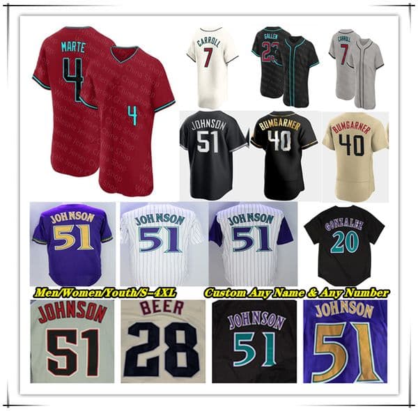 Dbacks Baseball Jerseys Randy Johnson Corbin Carroll Lourdes Gurriel Jr. Eugenio Suarez Ketel Marte Christian Walker Brandon Pfaadt Jake McCarthy Joc Pederson 4XL