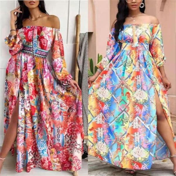 Designer Casual Designer Women Clothing Dresses Sexy Off shoulder Stretch Print Summer Dress Plus Size 3xl Ladies Outfits Female Blouse