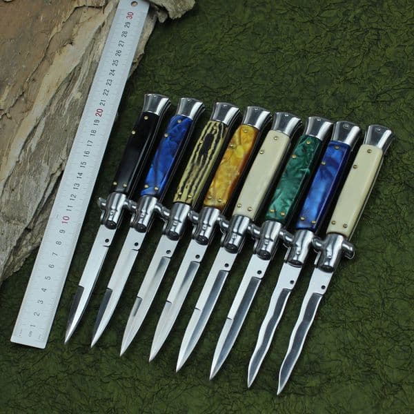 8Models 9 Inch Godfather Stiletto Mafia Horizontal Knife couteau Pocket pocket knife fixed blade knife Knives EDC Tools