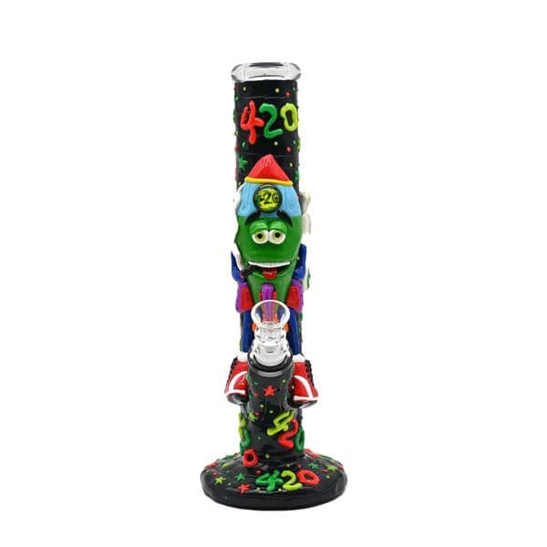Glass Beaker Bong With 420 Theme,Glow In Dark,Borosilicate Glass Water Pipe,Glass Hookah,Hand Painted,Home Decorations,Smoking Accessaries,HippiesGlass,11.8in