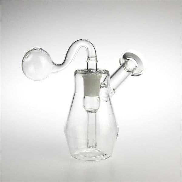 4.3 Inch Oil Burner Smoking Bong with 14mm Female Joint 5 Slits Diffused Downstem Water Bong Recycler Glass Bongs for Smoking with 2Pcs Oil Burner Pipe