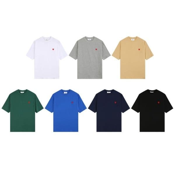 Fashion Love Heart T-shirt Embroidered Patterns Logo Shirt Men's Women's Summer Wear Clothing