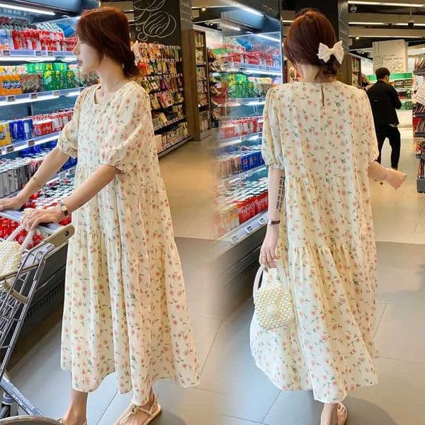 2025 Maternity Woman Dress Pregnancy Dresses Mama Clothes Wear Floral Loose Pregnant Womens Long Clothing Fashion Gowns M-2XL S260413