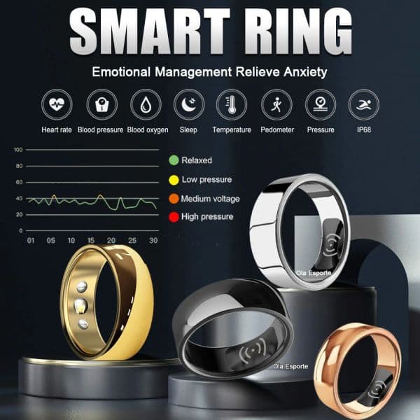 New SR200 Smart Ring Heart Rate Pressure Blood Oxygen Temperature Sleep Calorie Health Multilingual Stepping Digital Rings