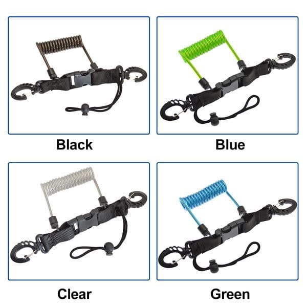 Spiral Coil Cable Anti-lost Camera Flashlights Safety Leash for Diving Snorkelling Surfing Kayaking