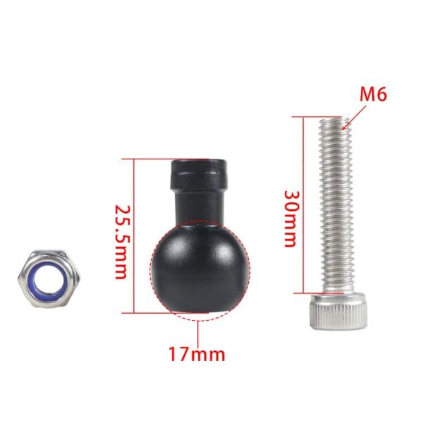 Aluminum 17mm 25mm Ball Head Adapter to M6 M8 M10 Screw for RAM Garmin Mount Motorcycle GPS Phone Car Bracket Insta360 X3 Stand
