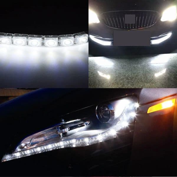 2pc Universal Car Led DRL Daytime Running Light Flexible 6/9/10/12/16/20LED White Waterproof Driving Fog Bulb Car Styling DC 12V