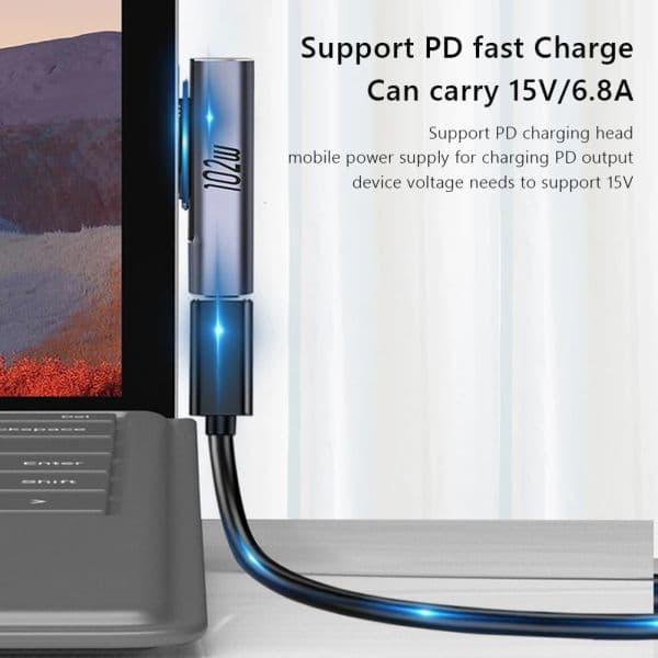 For Microsoft Surface Pro X 8 7 6 5 4 3 Go Book to USB Type C PD Fast Charger Converter Laptop 102/45W USB Type C Charger Adapte