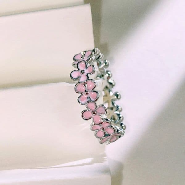 CAOSHI Chic Pink Flower Finger Ring Female Wedding Gift Sweet Lady Daily 2025 Accessories with new Delicate Design Young Women Jewelry