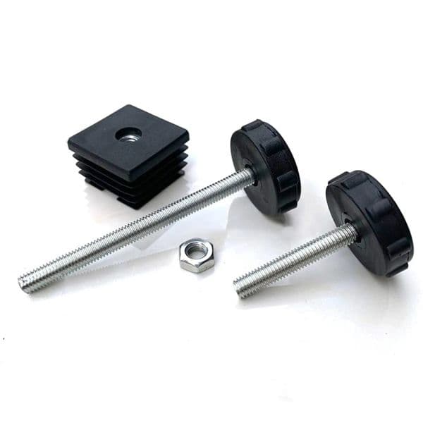 4Pcs Square Adjustable Foot Mat With new M8 Nut Pipe 2025 Plug Black Rectangle Tube Furniture Leveling Feet Levelers For Table Chair Legs