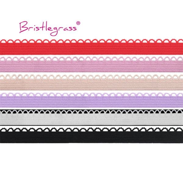 BRISTLEGRASS 2 5 10 Yard 3/8" 10mm Picot Loop Frilly Lace Trim Elastic Spandex Band Headband Underwear Lingerie DIY Sewing Craft