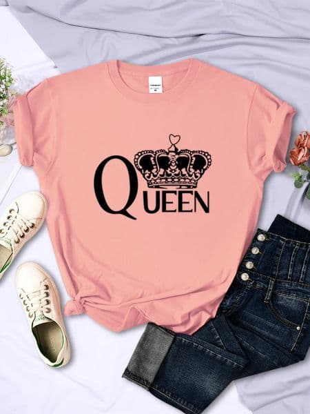 Queen'S Big Crown Printed Women T Shirts 2025 Breathable Summer Short Sleeve Street Hip Hop Tee Clothing O-Neck Casual new Female Tops