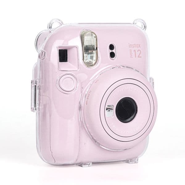 Mini Camera Case PC Crystal Storage Case with Shoulder Strap Cover Shell for Fujifilm Instax Mini 12 for Camera Instax Mini12