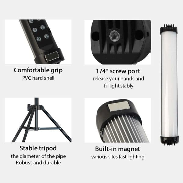 Portable RGB Magnetic Photography Lighting Handheld LED Fill Light Stick Lamp Vlog Fill Light For YouTube Video Picture Shooting