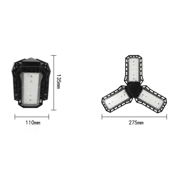 Energy-Saving Three-Leaf Folding Bulb Led Warehouse Garage Fan-Shaped Folding Lamp E27 AC 220V Night Light 36W