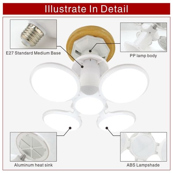 LED Folding Bulb 40W E27 Football UFO Bulb Lamp 360 degrees AC 85-265V 110V 220V Lampada LED Spotlight Light Cold/Warm White