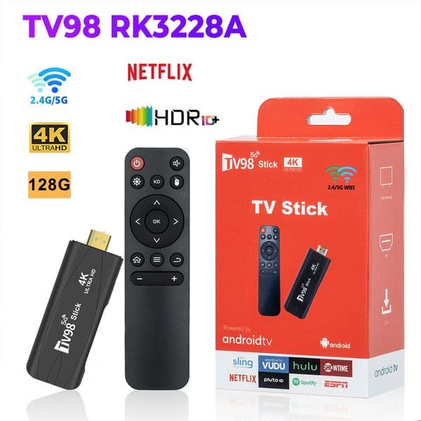 2026 New Tv98 Rk3228a Stick 4K Smart Android12.1 2.4G 5G Wifi Dual Frequency outdoor TV Box Portable Media Player For Youtube Free Shipping