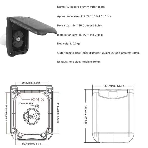 Camper Gravity Water Inlet With Magnetic Cover RV Fresh Water Fill Hatch Inlet Filter Lockable RV Water Inlet Cover Trailer Tank