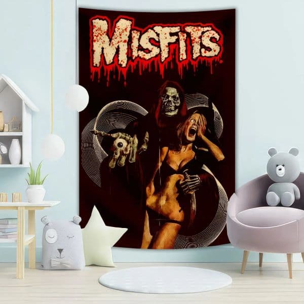 High-Quality Misfits Rock Band Tapestry: Decorative Wall Art for Music Lovers Room Decor Aesthetic Macrame
