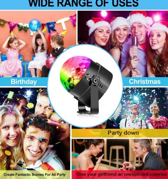Disco Magic Ball DJ Stage Lights LED RGB 7 Colors Mini Portable USB 5V for Car Birthday Gift Party Home Game Room Bar