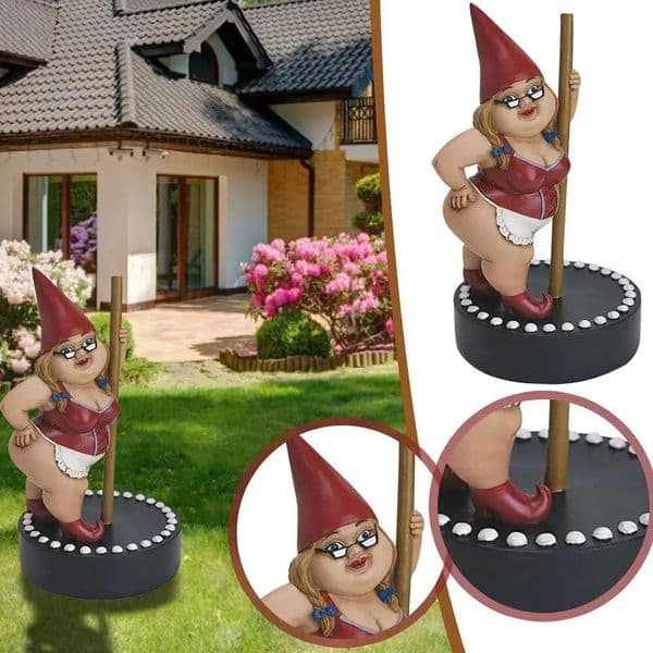 2026 Gnomes Funny Pole Dancing Lady Garden Yard Lawn Ornament Decor Dancer Gift Resin Gnome Statue