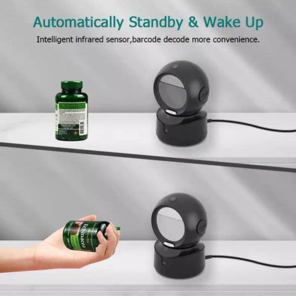 NETUM Desktop 2D QR Barcode Scanner, A5 Hands-Free Omnidirectional USB Big Barcode Reader 1D QR Screen Barcodes Scanning