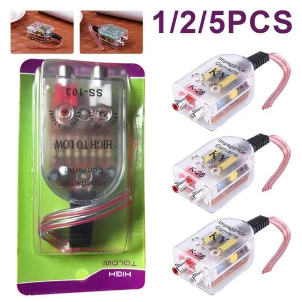 1/2/5pcs Car Audio High to Low RCA Line Subwoofer Audio Impedance Converter Auto Line Out Audio Converter Amplifier Accessories