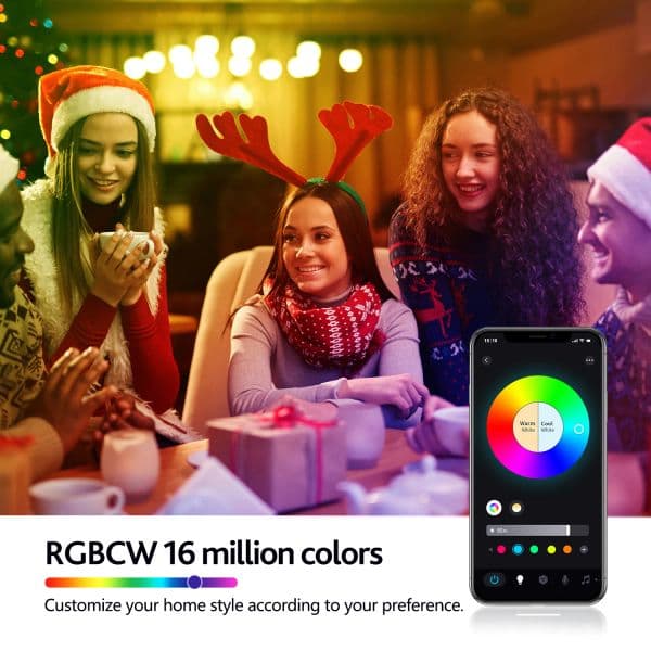 Smart LED Bulbs 10W E27 A19 WiFi & Bluetooth 5.0 AC220V Dimmable RGB Lights, 2700~6500K, Work with Alexa Google Home and Siri