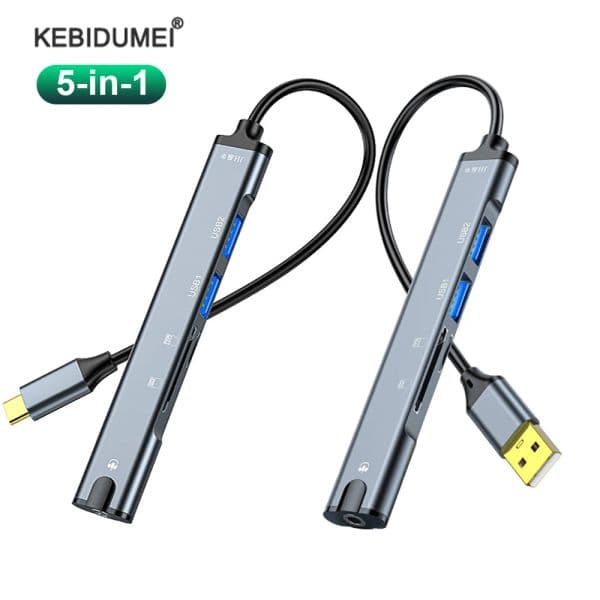 4 Port USB HUB USB C HUB Type C to 3.5mm Audio Jack Multi Splitter Adapter OTG For Xiaomi Macbook Pro 13 15 Air Pro PC Computer