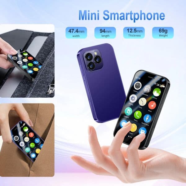 SERVO Mini Smart Phone 3G Global Dual SIM Card Android 9.0 OS 2GB RAM+16GB ROM 3.0''HD Screen Facial Unlock Play Game GPS Type-C