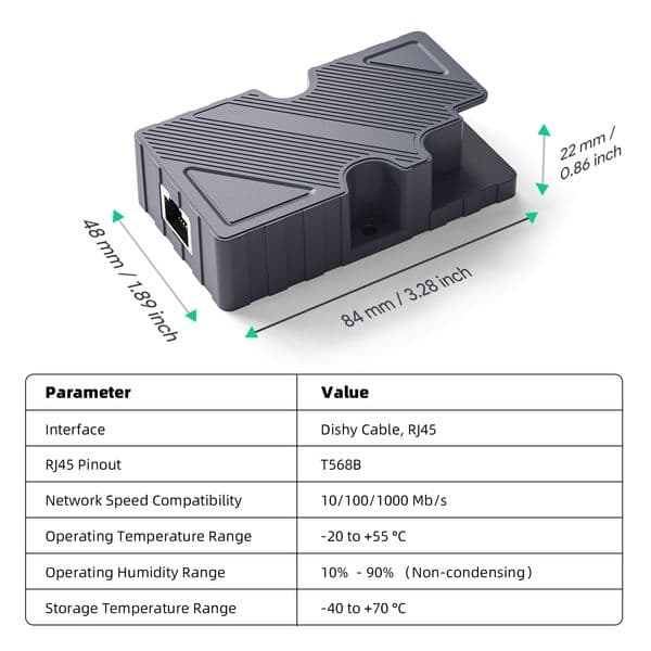 EDUP Starlink Dishy Cable Adapter to RJ45 and 150W GigE Passive PoE Injector for Starlink Star Link Dishy V2 to PoE Injector