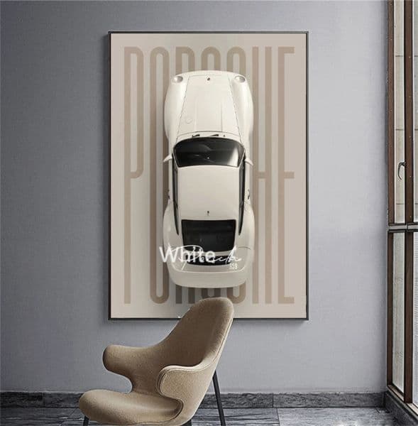 Vintage White Sports Car 9 1 1 Canvas Painting, Classic Poster Print, Modern Wall Art, Living Room Picture, Office Decor,